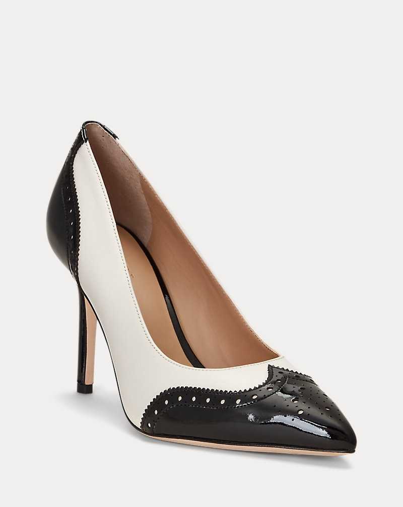 Tacones Ralph Lauren Lynden Nappa Patent Leather Pump Mujer Soft White/Black | WFRYJSZ-29 - vista 2