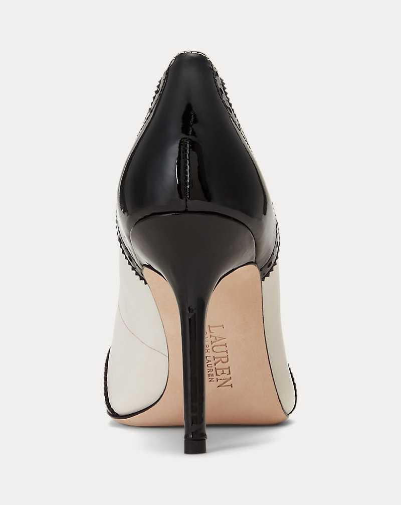 Tacones Ralph Lauren Lynden Nappa Patent Leather Pump Mujer Soft White/Black | WFRYJSZ-29 - vista 3