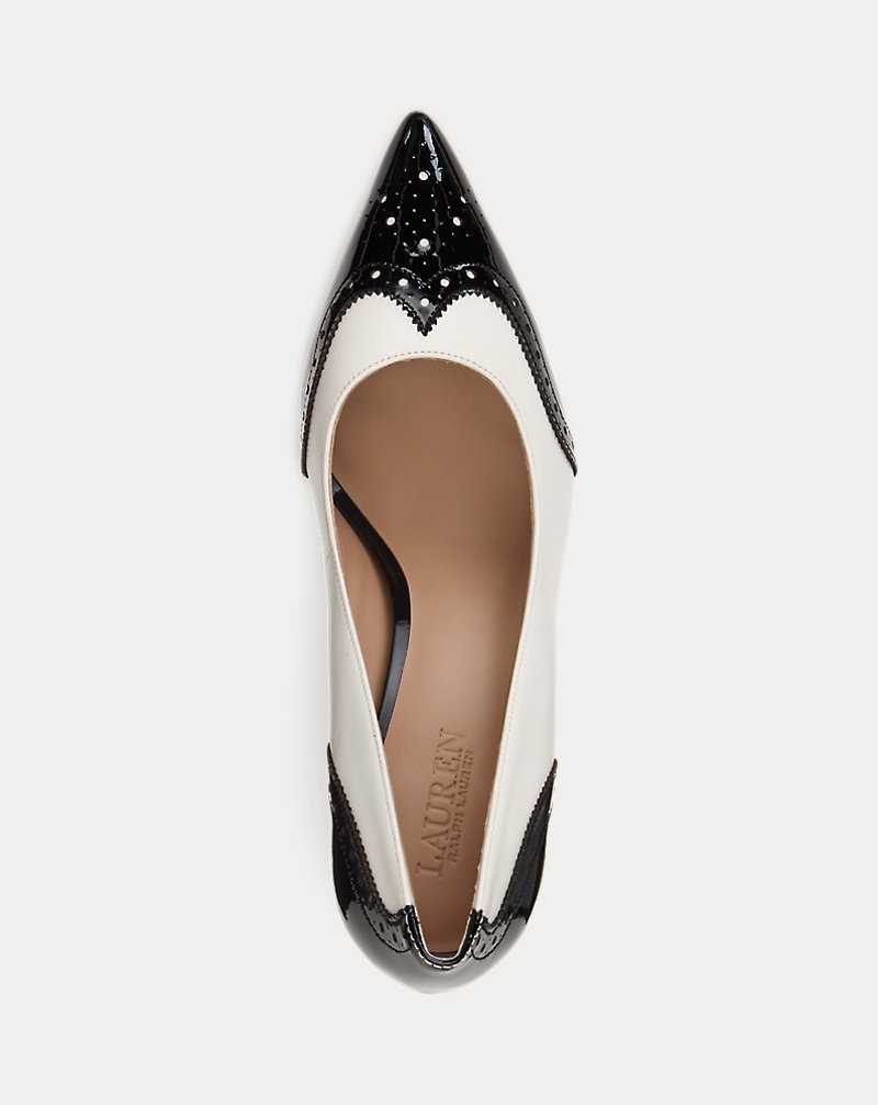 Tacones Ralph Lauren Lynden Nappa Patent Leather Pump Mujer Soft White/Black | WFRYJSZ-29 - vista 4