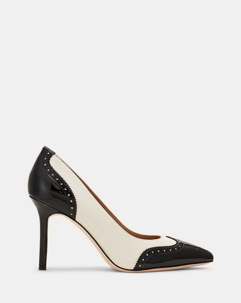 Tacones Ralph Lauren Lynden Nappa Patent Leather Pump Mujer Soft White/Black | WFRYJSZ-29 - vista 1