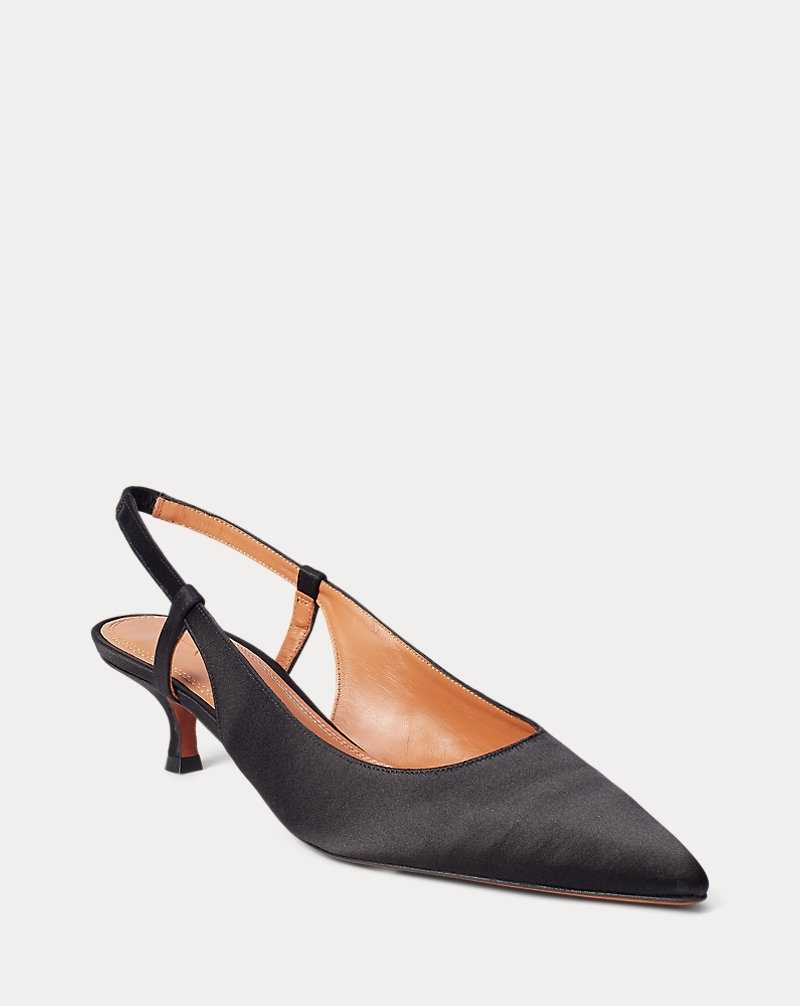 Tacones Ralph Lauren Satin Slingback Mujer Negros | CLFDXAZ-16 - vista 2