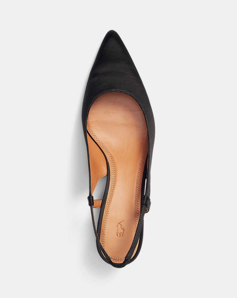 Tacones Ralph Lauren Satin Slingback Mujer Negros | CLFDXAZ-16 - vista 4
