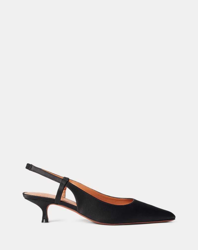 Tacones Ralph Lauren Satin Slingback Mujer Negros | CLFDXAZ-16 - vista 1