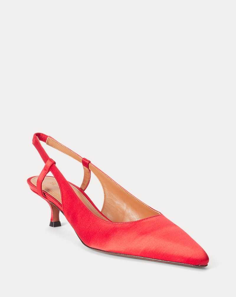 Tacones Ralph Lauren Satin Slingback Mujer Rojos | YNXSRWC-58 - vista 2