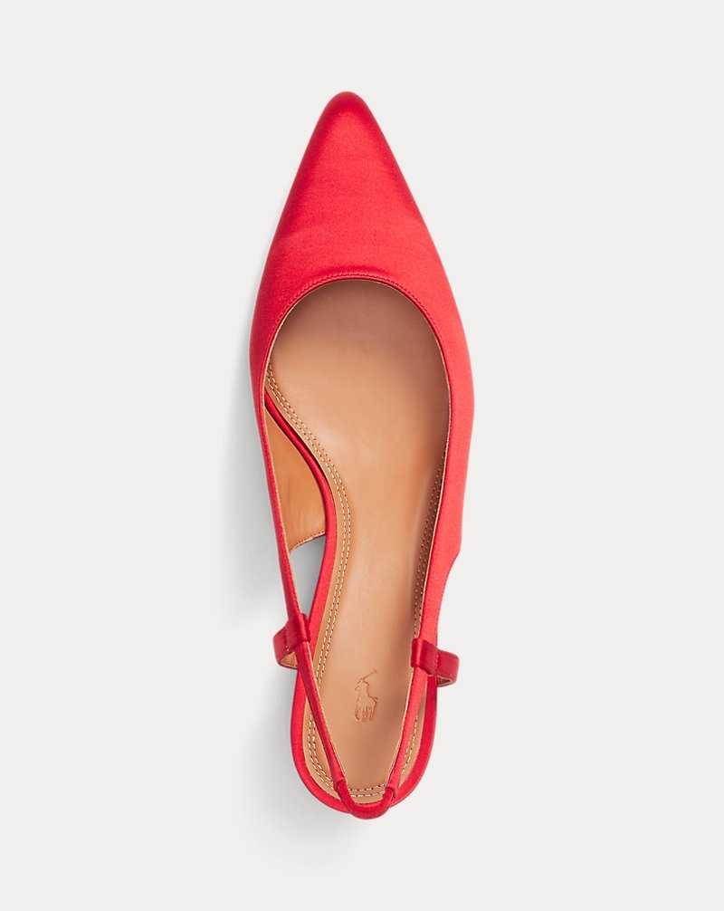 Tacones Ralph Lauren Satin Slingback Mujer Rojos | YNXSRWC-58 - vista 4
