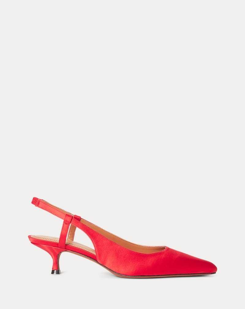Tacones Ralph Lauren Satin Slingback Mujer Rojos | YNXSRWC-58 - vista 1