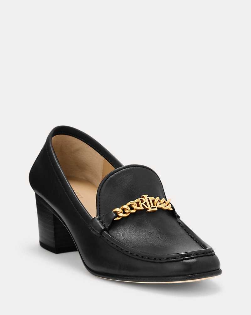 Tacones Ralph Lauren Winslet Burnished Leather Pump Mujer Negros | KWTIEYR-62 - vista 2