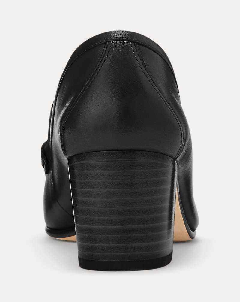 Tacones Ralph Lauren Winslet Burnished Leather Pump Mujer Negros | KWTIEYR-62 - vista 3