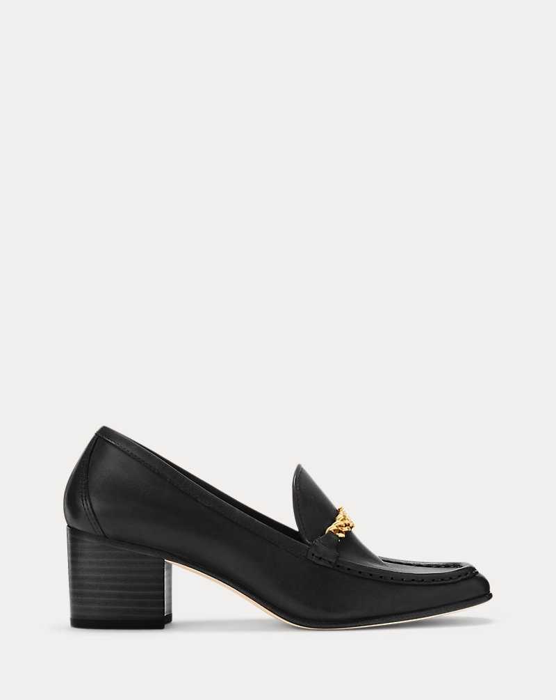 Tacones Ralph Lauren Winslet Burnished Leather Pump Mujer Negros | KWTIEYR-62 - vista 1