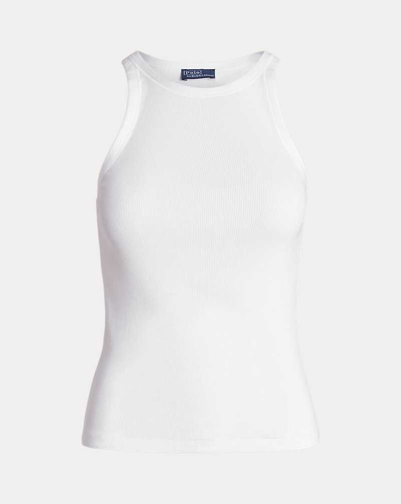 Tank Top Ralph Lauren Rib-Knit Cotton Mujer Blancos | ZKFMTOS-31 - vista 2