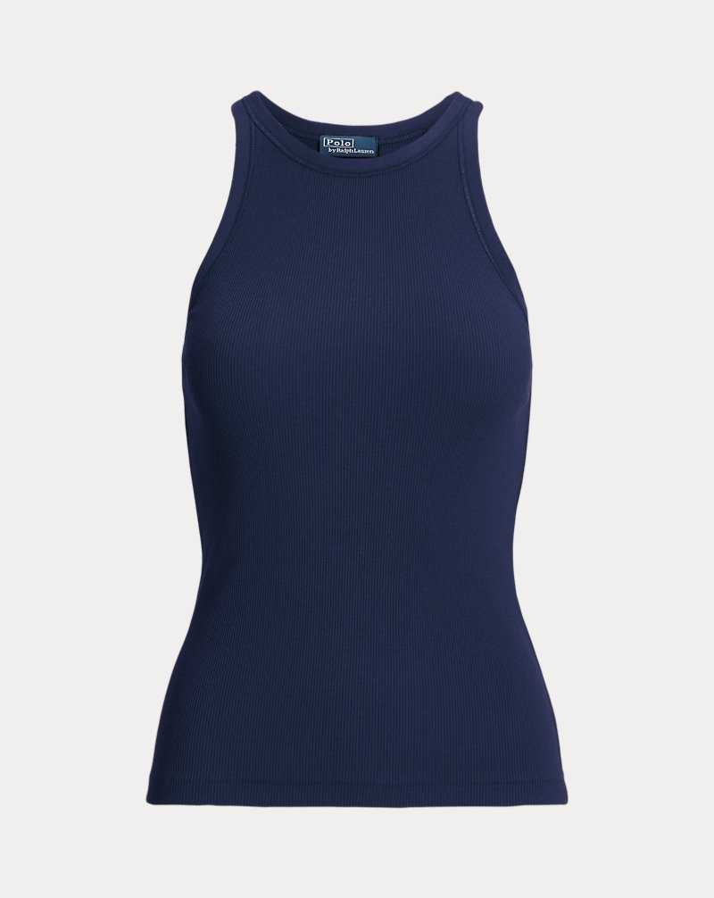 Tank Top Ralph Lauren Rib-Knit Cotton Mujer Azul Marino | WYFTUHM-35 - vista 2