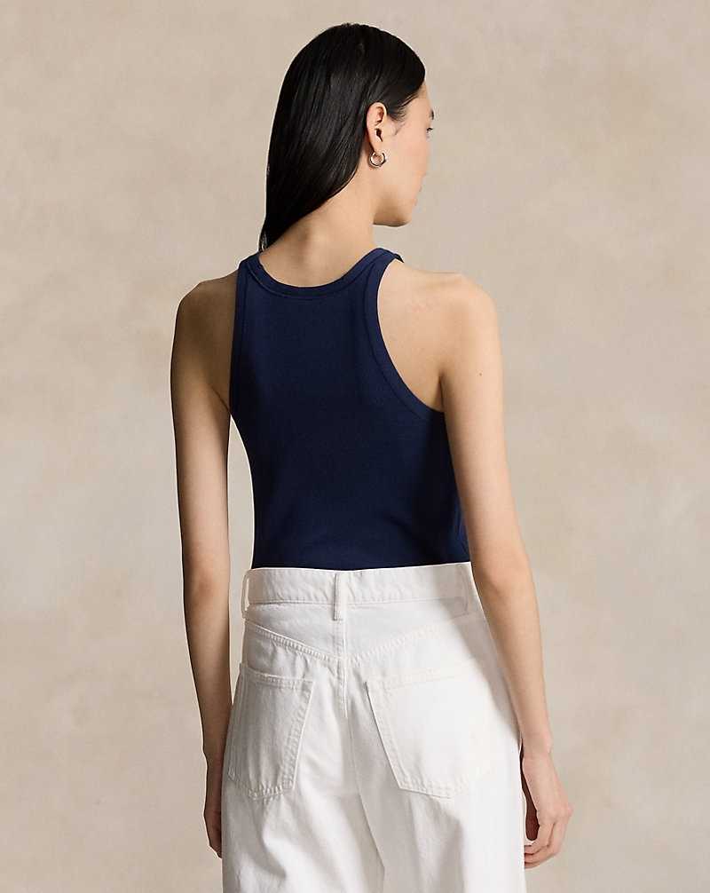 Tank Top Ralph Lauren Rib-Knit Cotton Mujer Azul Marino | WYFTUHM-35 - vista 4