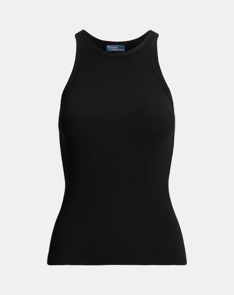 Tank Top Ralph Lauren Rib-Knit Cotton Mujer Negros | SZLOMWF-38 - vista 2