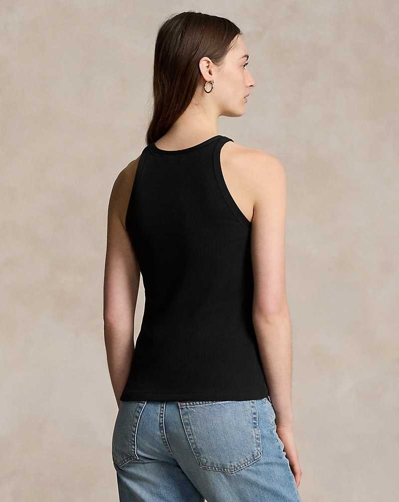 Tank Top Ralph Lauren Rib-Knit Cotton Mujer Negros | SZLOMWF-38 - vista 4