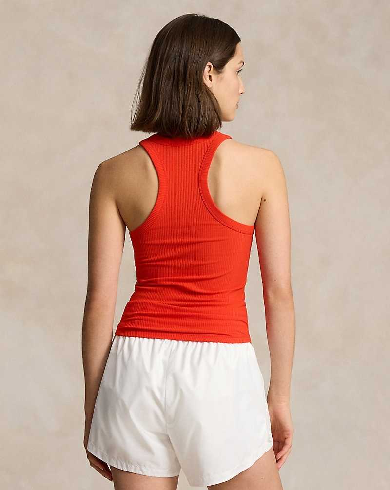 Tank Top Ralph Lauren Rib-Knit Racerback Mujer Bright Poppy | QSPLZYG-81 - vista 4