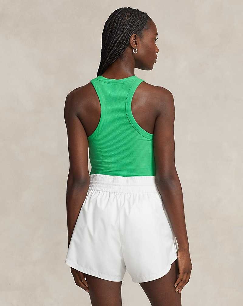 Tank Top Ralph Lauren Rib-Knit Racerback Mujer Verdes | ROQXKPD-94 - vista 4