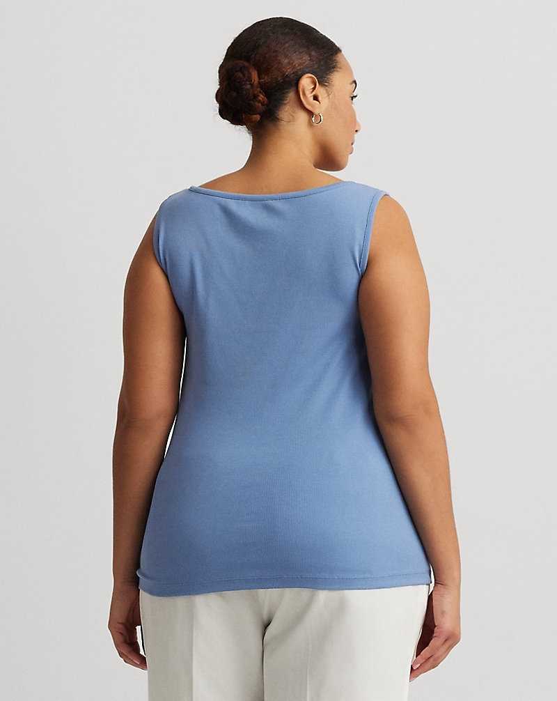 Tank Top Ralph Lauren Stretch Cotton Mujer Azur | DOTFAJM-34 - vista 4