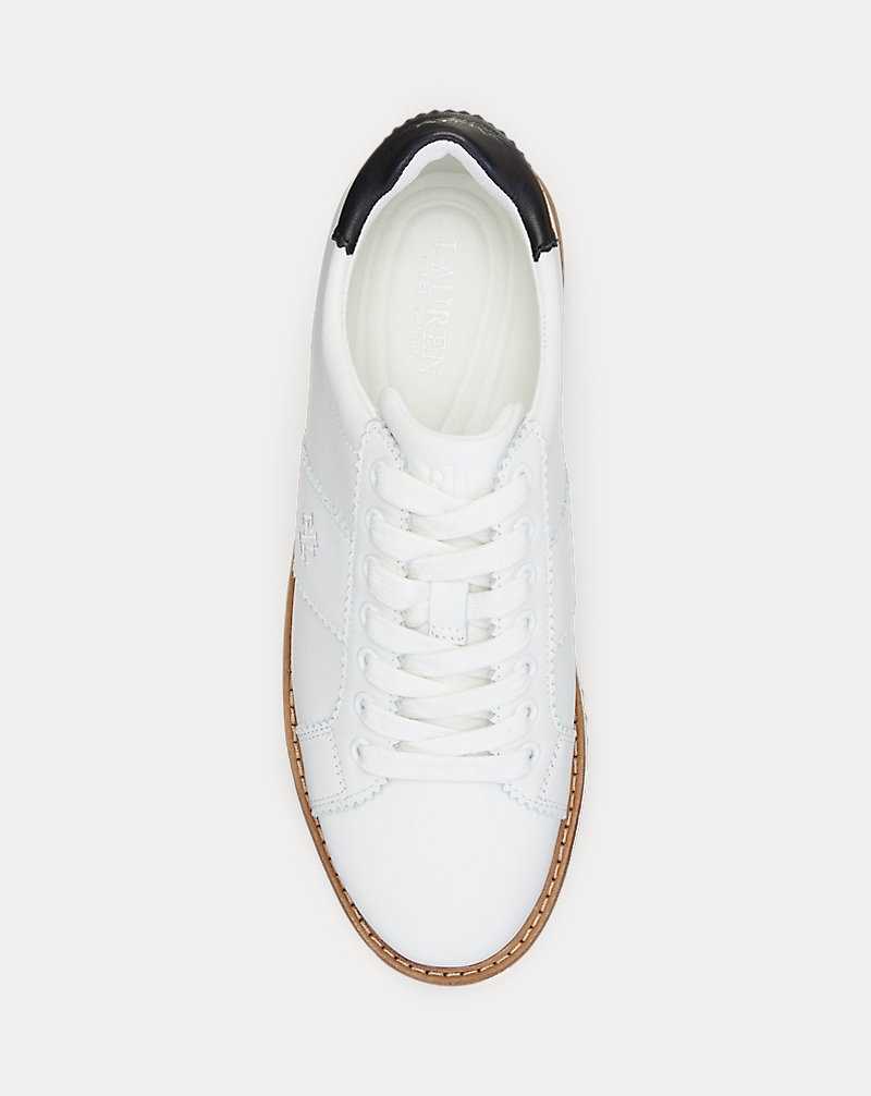 Tenis Ralph Lauren Amelia Leather Platform Mujer Snow White/Black | FLETRXU-54 - vista 4