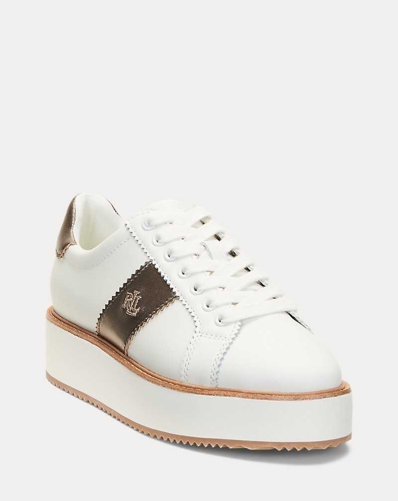 Tenis Ralph Lauren Amelia Nappa Leather Platform Mujer Snow White/Twilight | WGCDJNZ-67 - vista 2
