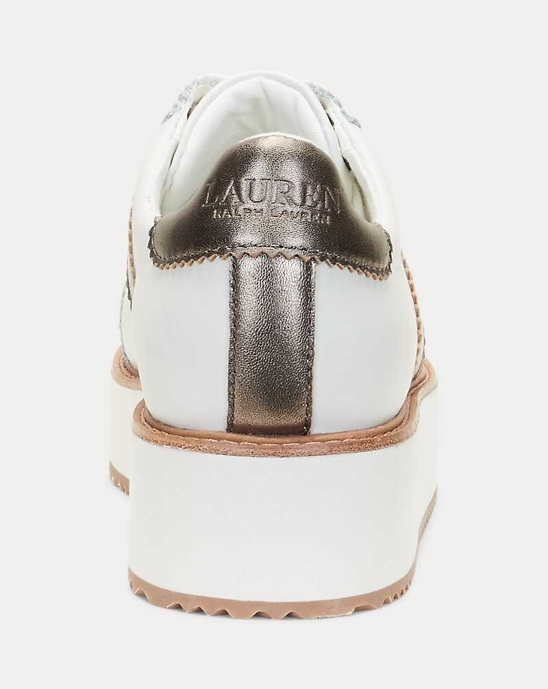 Tenis Ralph Lauren Amelia Nappa Leather Platform Mujer Snow White/Twilight | WGCDJNZ-67 - vista 3