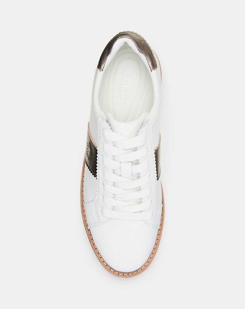Tenis Ralph Lauren Amelia Nappa Leather Platform Mujer Snow White/Twilight | WGCDJNZ-67 - vista 4