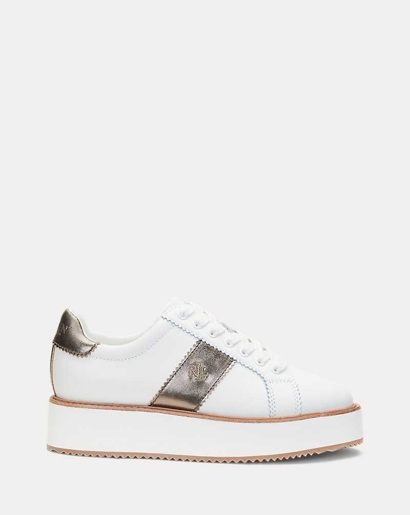 Tenis Ralph Lauren Amelia Nappa Leather Platform Mujer Snow White/Twilight | WGCDJNZ-67 - vista 1