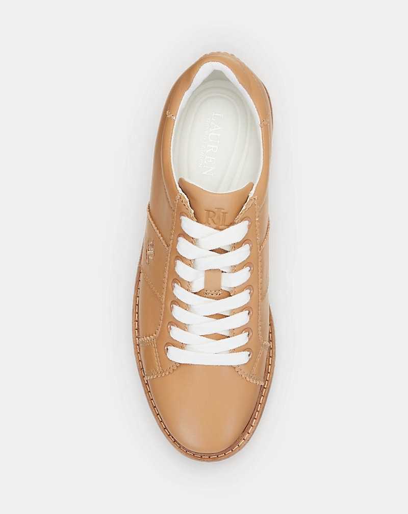 Tenis Ralph Lauren Amelia Nappa Leather Platform Mujer Buff | DKSWPQR-59 - vista 4