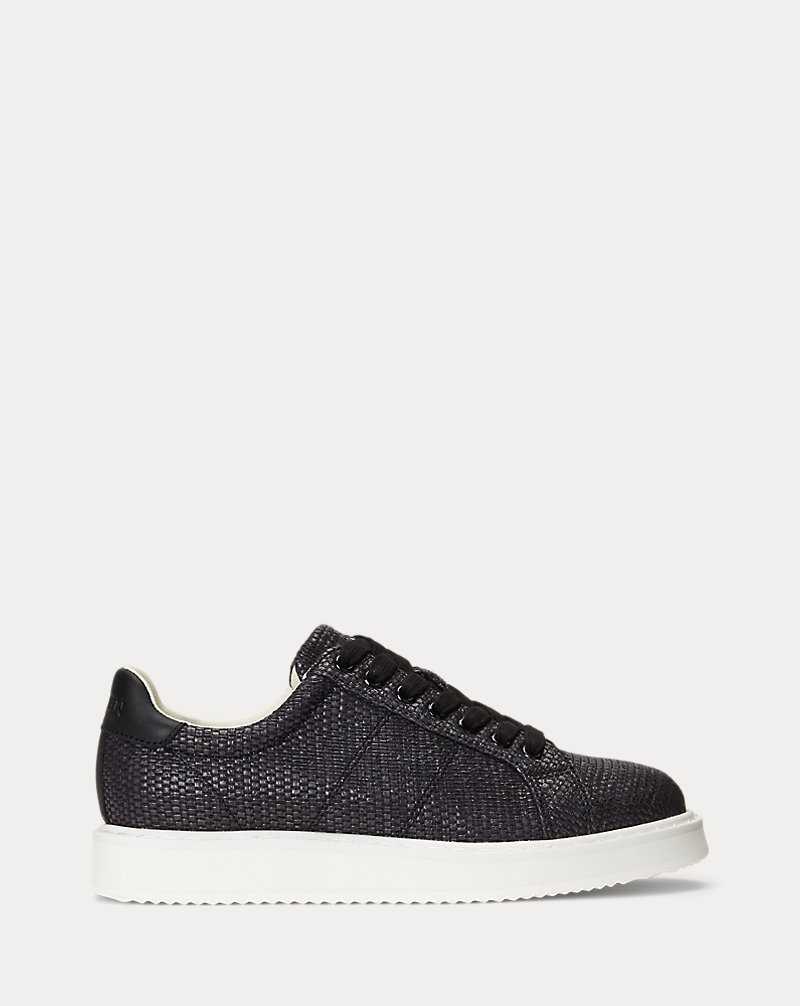 Tenis Ralph Lauren Angeline IV Leather-Trim Straw Mujer Negros | QSRUBEJ-93 - vista 1