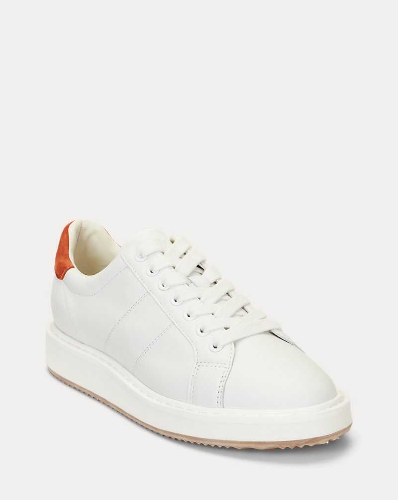 Tenis Ralph Lauren Angeline IV Suede Leather Mujer Naranjas | KHALWCD-08 - vista 2
