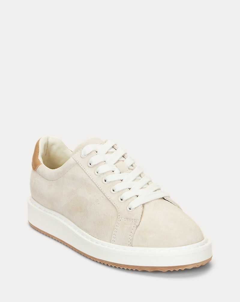 Tenis Ralph Lauren Angeline IV Suede Leather Mujer Explorer Sand/Buff | OAESJVQ-38 - vista 2