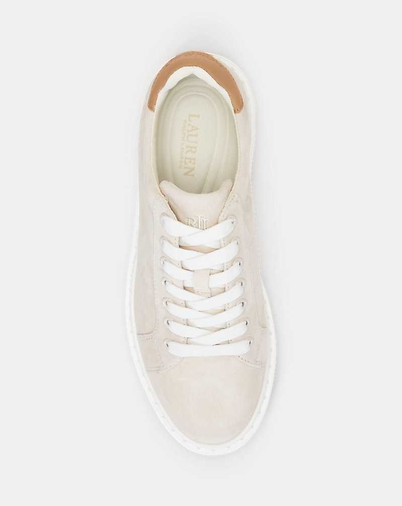 Tenis Ralph Lauren Angeline IV Suede Leather Mujer Explorer Sand/Buff | OAESJVQ-38 - vista 4