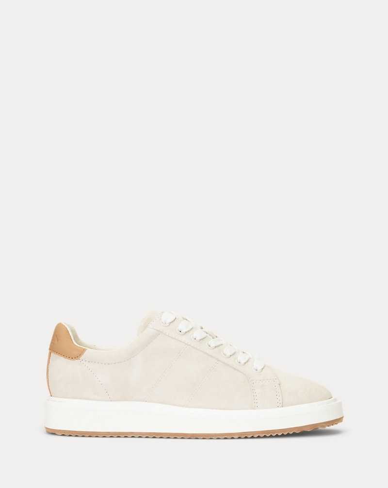 Tenis Ralph Lauren Angeline IV Suede Leather Mujer Explorer Sand/Buff | OAESJVQ-38 - vista 1