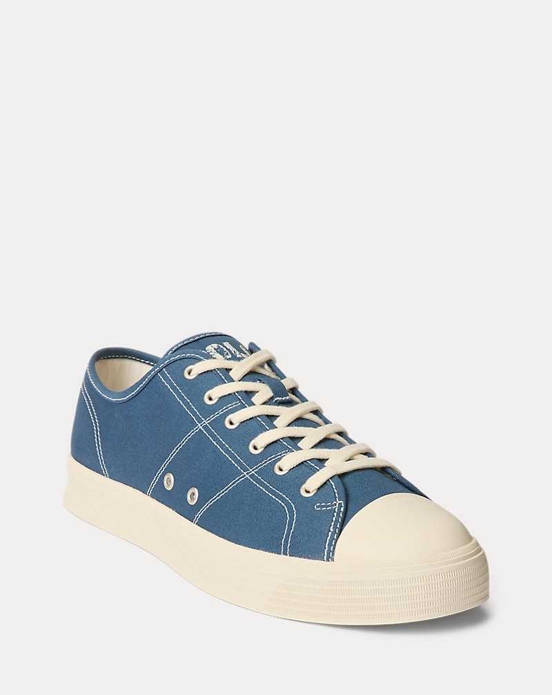 Tenis Ralph Lauren Ayers Canvas Low-Top Hombre Azules | OJAPBZK-91 - vista 2
