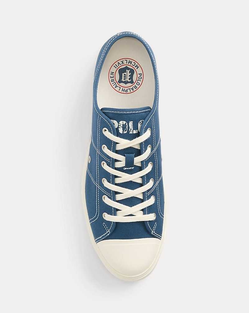 Tenis Ralph Lauren Ayers Canvas Low-Top Hombre Azules | OJAPBZK-91 - vista 4