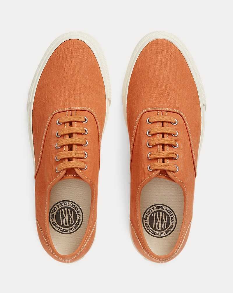 Tenis Ralph Lauren Canvas Hombre Naranjas | OEZAGQM-20 - vista 3