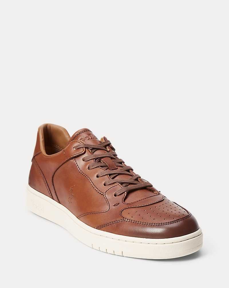Tenis Ralph Lauren Court Leather Hombre Pale Russet | XFOTHVJ-03 - vista 2