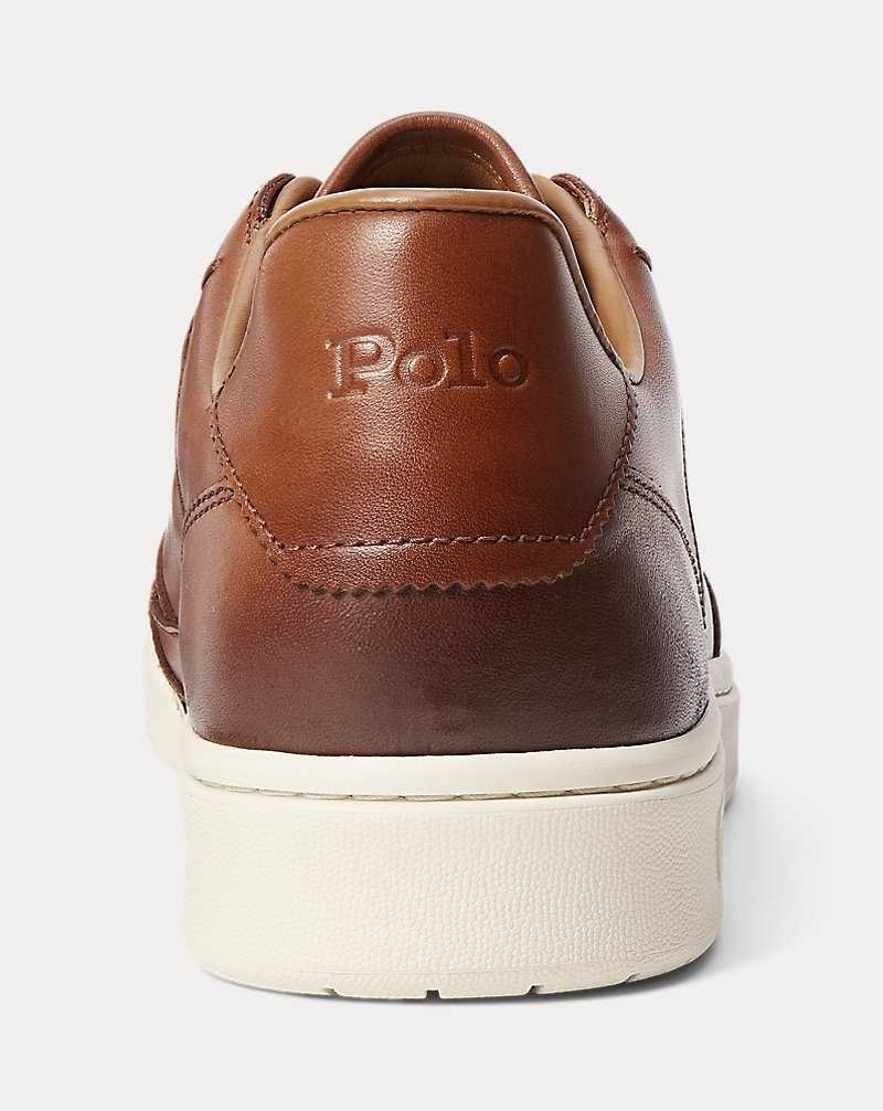 Tenis Ralph Lauren Court Leather Hombre Pale Russet | XFOTHVJ-03 - vista 3