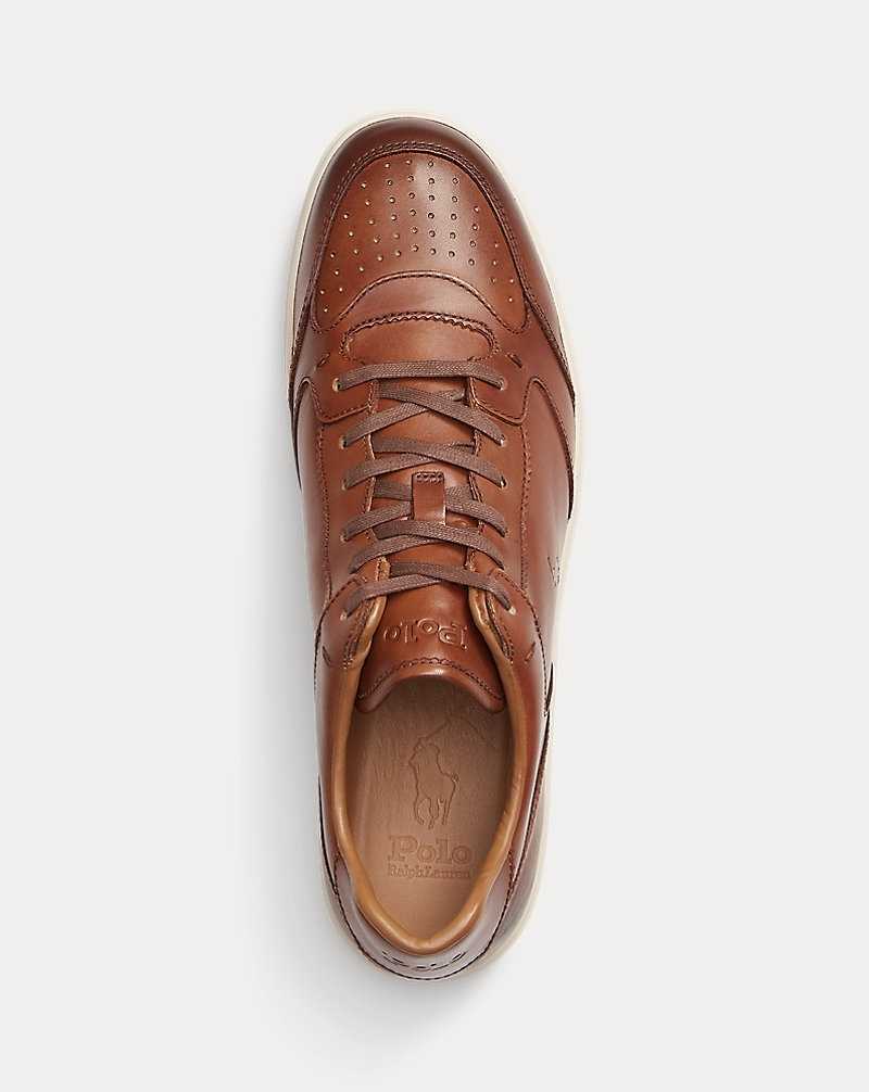 Tenis Ralph Lauren Court Leather Hombre Pale Russet | XFOTHVJ-03 - vista 4