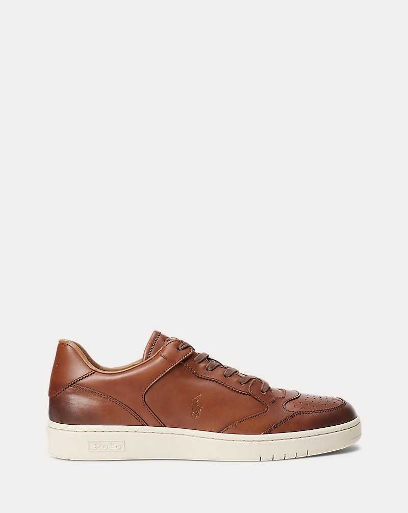 Tenis Ralph Lauren Court Leather Hombre Pale Russet | XFOTHVJ-03 - vista 1