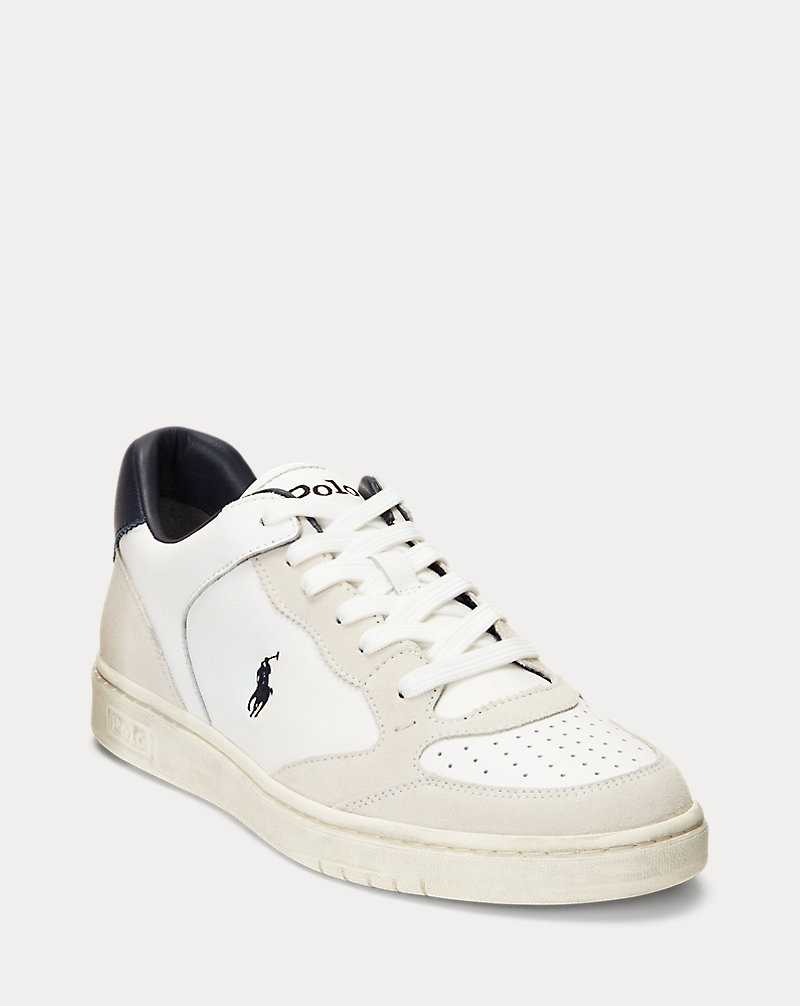 Tenis Ralph Lauren Court Leather-Suede Hombre White/navy | RYLGUZV-91 - vista 2