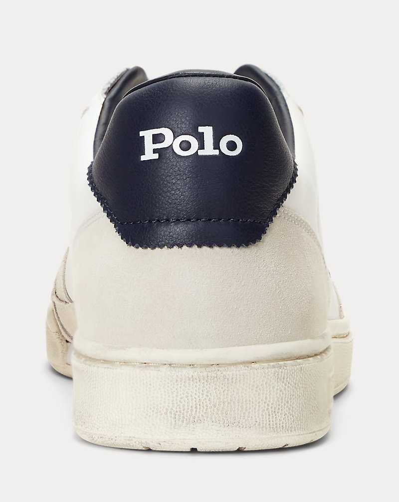 Tenis Ralph Lauren Court Leather-Suede Hombre White/navy | RYLGUZV-91 - vista 3
