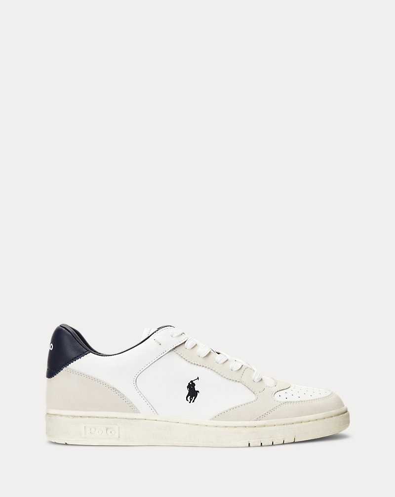 Tenis Ralph Lauren Court Leather-Suede Hombre White/navy | RYLGUZV-91 - vista 1