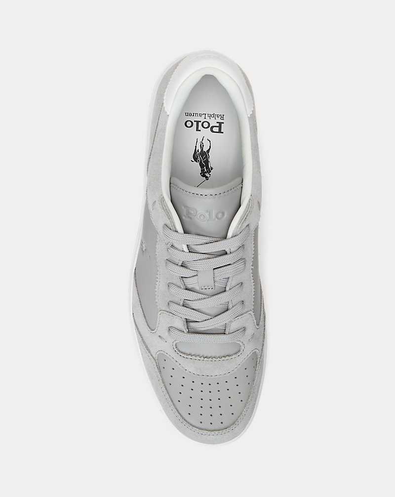 Tenis Ralph Lauren Court Leather-Suede Hombre Grises | TSLJVUB-45 - vista 4