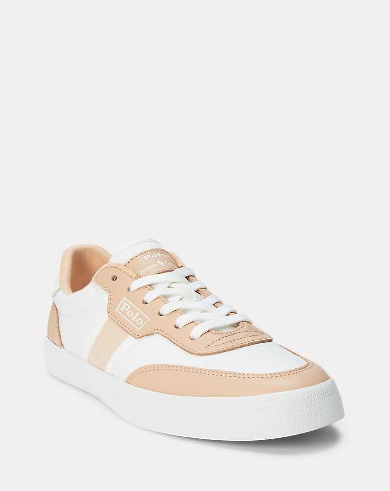 Tenis Ralph Lauren Court Vulc Striped Mujer Tan/White | FSGKPWD-53 - vista 5