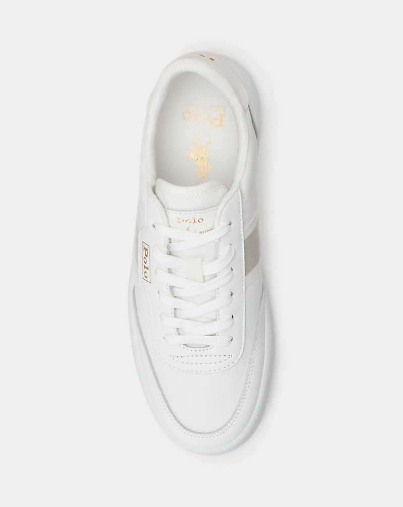 Tenis Ralph Lauren Court Vulc Striped Mujer Blancos | DOICEQJ-46 - vista 4