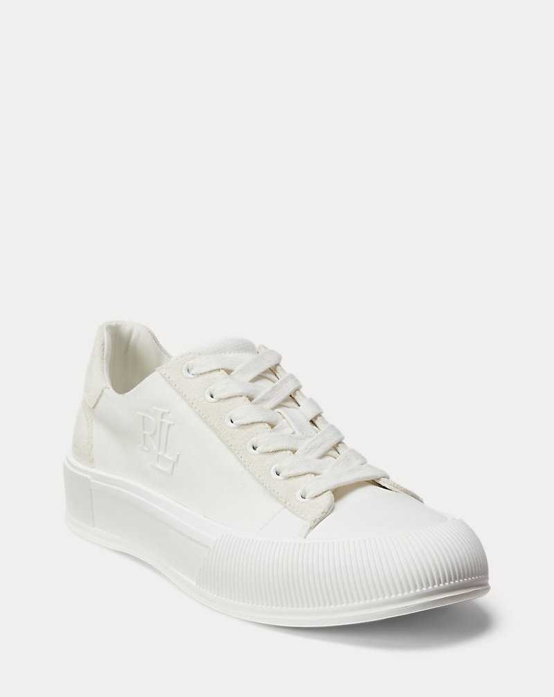 Tenis Ralph Lauren Daisie Canvas Suede Mujer Snow White/Club House Cre | ETYQLAF-93 - vista 2