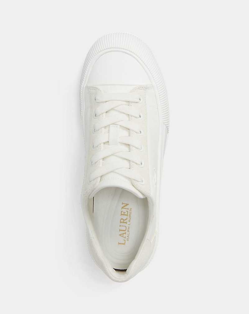 Tenis Ralph Lauren Daisie Canvas Suede Mujer Snow White/Club House Cre | ETYQLAF-93 - vista 4