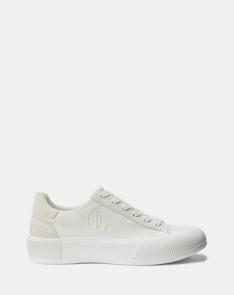 Tenis Ralph Lauren Daisie Canvas Suede Mujer Snow White/Club House Cre | ETYQLAF-93 - vista 1