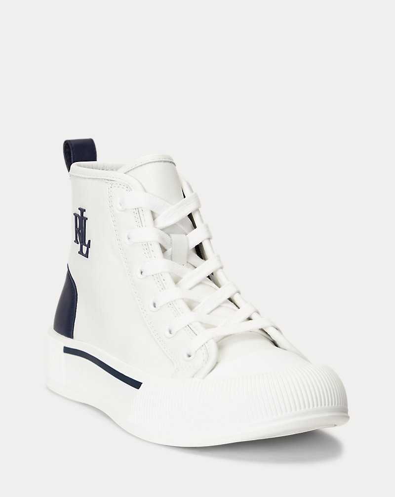 Tenis Ralph Lauren Dakota Leather High-Top Mujer Azul Marino | KMHZXYT-60 - vista 2
