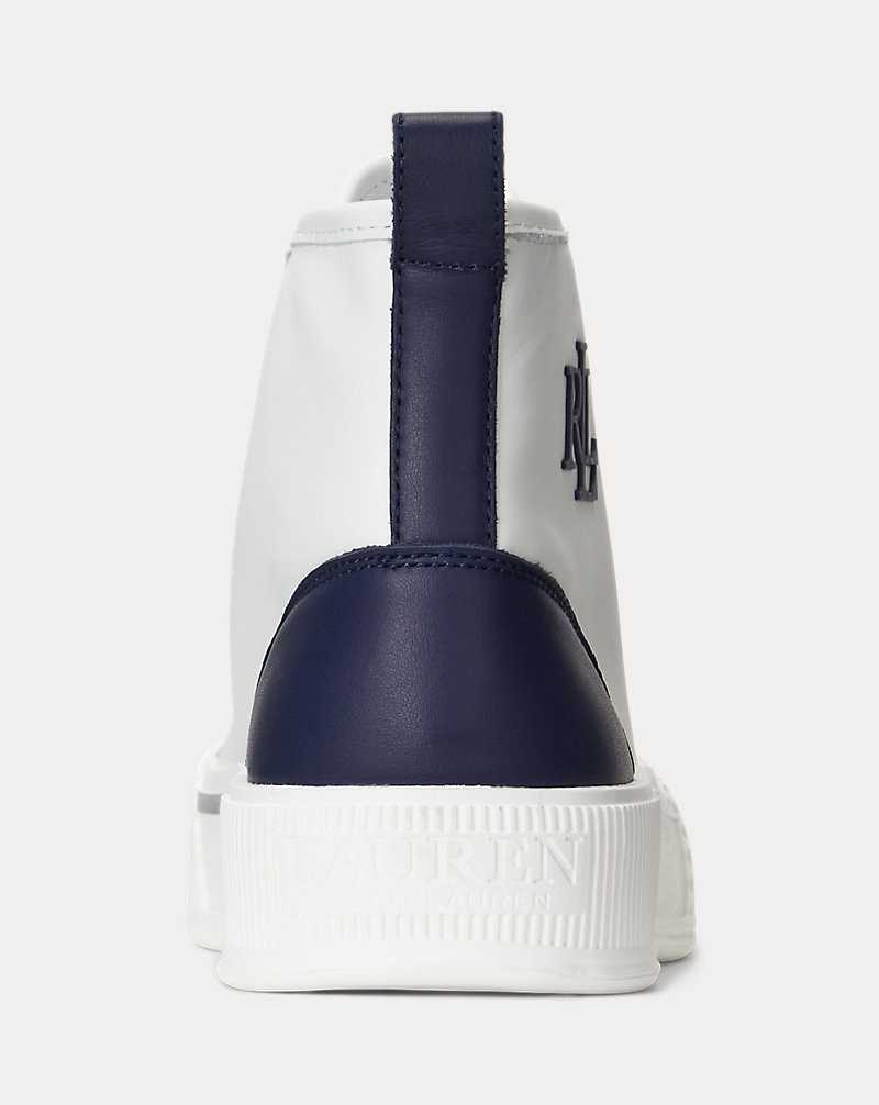 Tenis Ralph Lauren Dakota Leather High-Top Mujer Azul Marino | KMHZXYT-60 - vista 3